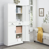 Metal Storage Cabinet，71" Garage Storage Cabinet with 2 Locking Drawer and 4 Adjustable Shelves ，Black Tool Cabinet，Lockable File Steel Cabinet for Home, Office, Gym, School. TaskStorz