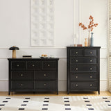 BOSHIRO Black Dresser, 6 Chest of Drawers, Modern Black Dresser for Bedroom, Farmhouse Dresser, Storage Organizer Drawer Cabinet with Wide Drawers for Entryway and Hallway BOSHIRO