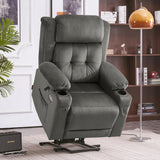MCombo Medium Dual Motor Power Lift Recliner Chair with Massage and Heat for Elderly People, Adjustable Headrest, Infinite Position, USB Ports, Fabric 7661 (Grey, Medium) MCombo
