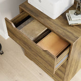 HOSTACK Modern 3 Drawer Dresser, Wood Chest of Drawers with Storage, Tall Nightstand with Cut-Out Handles, Side End Table, Accent Storage Cabinet for Living Room, Entryway, Rustic Brown HOSTACK