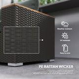 Outsunny 3-Seat Outdoor Patio Sofa with Cushions, PE Rattan Wicker Sofa with Wood Grain Wide Armrests, Outdoor Wicker Couch for Porch, Garden, Sunroom, Poolside, Dark Gray Outsunny