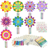 gisgfim 16 Pack Lotus Flower Wind Chime Crafts Kits for Kids Make Your Own Mandala Wind Chime Wooden DIY Arts and Crafts Decoration for Xmas Party School Classroom Decorations Supplies Birthday Favors gisgfim