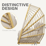 DWVO Wicker Swing Egg Chair 300lbs Capacity - Foldable Hanging Hammock with Cushions & Stand, Indoor/Outdoor Patio Swing Chair for Bedroom, Garden, Balcony (Beige) DWVO