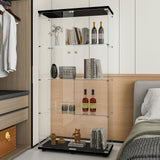 Display Cabinet with Glass Door and Lock, 4-Shelf Fast Installation in 30 Mins Curio Cabinets with 5mm Tempered Glass Floor Standing Bookshelf for Bedroom, Living Room (65'' x32'' x14'', Black) WoodArtSupply