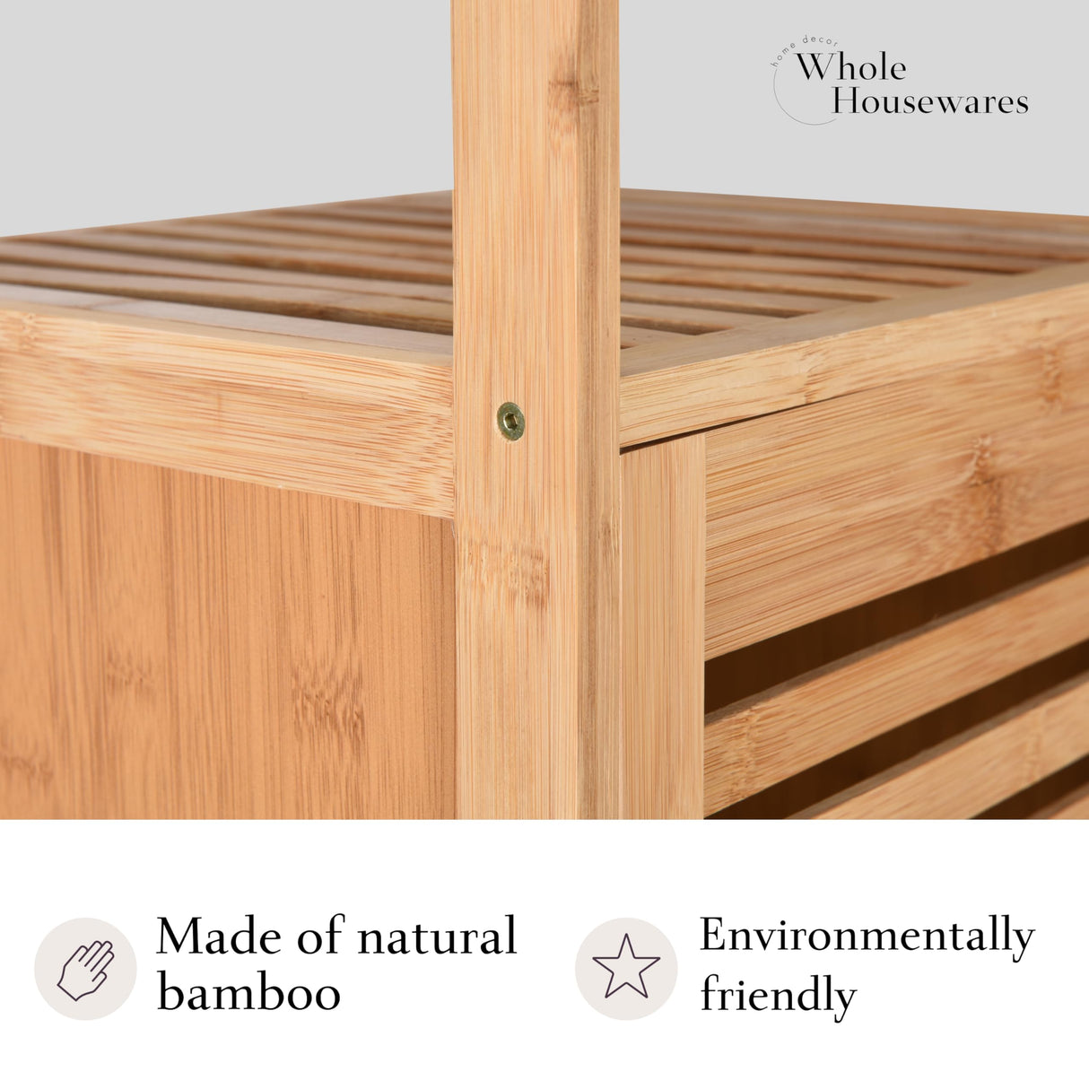 WHOLE HOUSEWARES Bamboo Shoe Rack Cabinet - Shelf Storage with Doors for Bathroom, Bedroom, and Kitchen- Freestanding Entryway Organizer Furniture - Multi-Tier Wood Cabinets for Small Spaces WHOLE HOUSEWARES