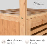 WHOLE HOUSEWARES Bamboo Shoe Rack Cabinet - Shelf Storage with Doors for Bathroom, Bedroom, and Kitchen- Freestanding Entryway Organizer Furniture - Multi-Tier Wood Cabinets for Small Spaces WHOLE HOUSEWARES