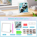 SENQAO Panda Diamond Art Kit for Adults with Frame Art and Crafts for Adults Ages 6-8 -10-12 Easy to DIY Diamond Art for Adults and Adult Beginners Home Wall Decoration 7.1x7.1inch SENQAO