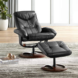 BenchMaster Newport Black Swivel Recliner and Slanted Ottoman Benchmaster