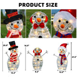 HOURLEEY Christmas Decoration 55 L Lighted Snowman Family Outdoor, 3-Piece Waterproof Plug in 2D Snowman for Yard Patio Lawn Garden Party Decor 20.5X9X29.5Inch-Large (Warm White) Hourleey