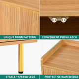 YITAHOME Modern Natural Wood Sideboard Buffet Cabinet with Carved Doors for Living Room and Dining Room YITAHOME