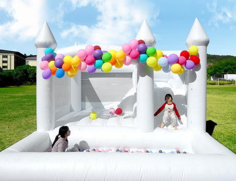 Commercial White Bounce House for Adults Kids, 100% PVC Commercial Bounce House with Ball Pit&Slide, Adult Bounce House with Blower, Inflatable Balloon Bubble House Wedding, 13x13x10FT Relunch