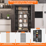 Aobabo 71" H×32" W×16" D Metal Storage Cabinet with Wheels, Garage Steel Storage Cabinet with 5 Adjustable Shelves and 4 Hooks for Home Office, Kitchen, Assembly Required, Black Aobabo