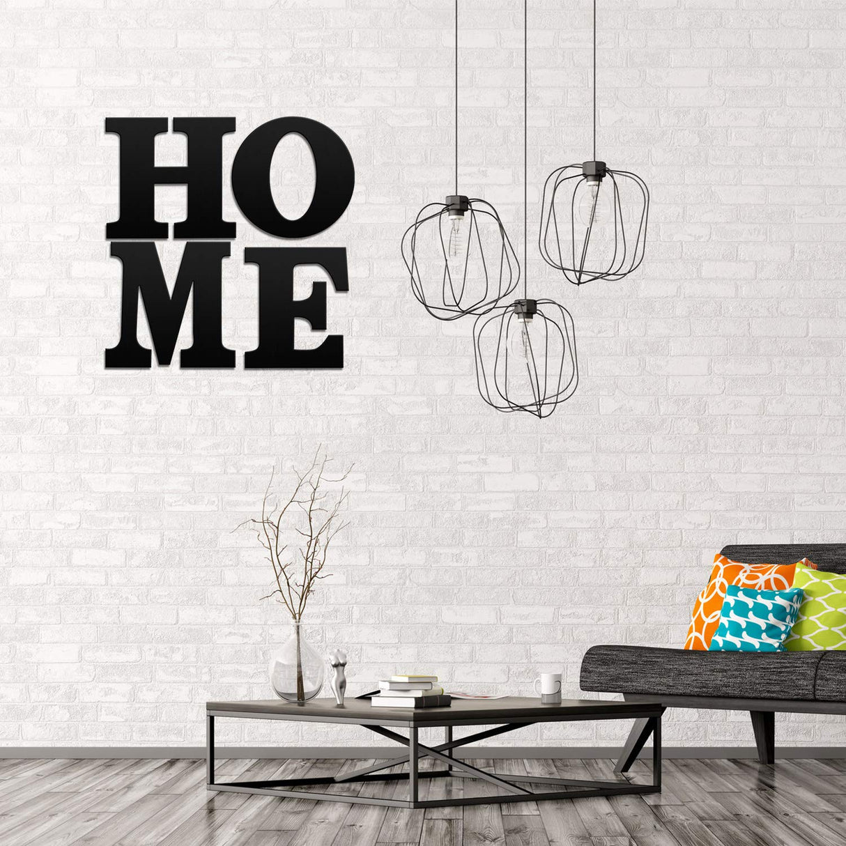 4 Pieces 12 Inch Home Sign Wooden Home Letters Wall Hanging Large Home Sign Decor for Home, Living Room, Farmhouse (Black) Jetec