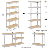 Yaheetech Storage Shelves 5 Tier Garage Shelving Heavy Duty Garage Shelves Adjustable Metal Shelving Unit Utility Rack Industrial Shelving for Warehouse Pantry Closet, 27.5"W x 12"D x 60"H, Silver Yaheetech