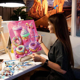 NEWENMO Cartoon Paint by Numbers Kit for Adults, Ice Cream Sweetmeats Paint by Numbers on Canvas Unframed, DIY Oil Painting Perfect for Beginner, Craft, Hobbies and Home Wall Decor 16x16 in NEWENMO