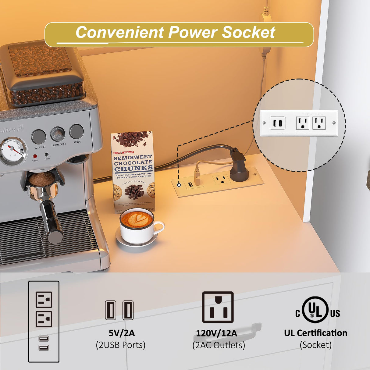 Iavyga 71" Kitchen Pantry Cabinet: Hutch Cabinet with Glass Doors, Pantry Cabinets with Drawers, Adjustable Shelves, LED Light & Power Outlets for Kitchen, Living Room, Dining Room Iavyga