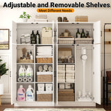 Unikito 71” Tall Storage Cabinet, Farmhouse Kitchen Pantry Cabinet with Adjustable Shelves and Barn Doors, Large Bathroom Storage Cabinet, Storage Cupboard for Dinning, Living Room, Office, 2 Pack Unikito