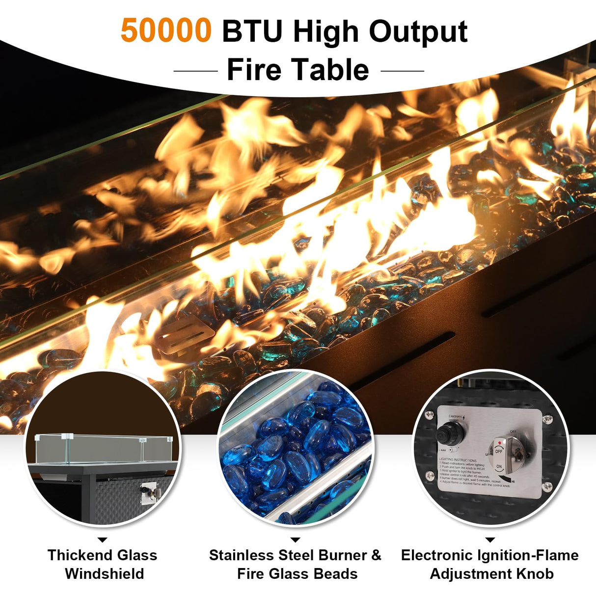 JOIVI 9 Pieces Outdoor Patio Furniture Set with 45” Fire Pit Table, Rattan Patio Conversation Set with 50000 BTU Gas Fire Pit, Wicker Outdoor Sectional Sofa Set with Storage Box and Coffee Table, Gray JOIVI