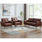 TYBOATLE Sofa Couch 61" Small Loveseat Couches for Living Room Leather Couch Mid Century Modern Tufted Mini Sofa Comfy Office 2 Seat Settee Love Seat Loveseat for Small Spaces Bedroom (3, Brown) TYBOATLE