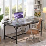 Unikito Large Computer Desk, 63 x 31.5 Inch Long Office Desk, Premium Sturdy 2 Person Desk, 1.4” Thick Study Writing Table, Modern Laptop Computer Table for Home Office Workstation, Black Oak Unikito