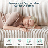 LINSY HOME Sectional Sleeper Sofa with Pull Out Couch Bed - Convertible Plush Corduroy Cloud Couch with Storage Chaise & USB Charging, Comfy U Shaped Modular Couches for Living Room, Beige LINSY HOME