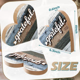 Jetec 2 Pcs Rustic Wood Home Sign Farmhouse Love Wooden Heart Shaped Table Centerpiece Valentines Day Decoration for Home Kitchen Living Room Dining Room Table Decoration (Grateful Style) Jetec