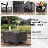 GREZJXC 8 Pieces Outdoor Sectional Patio Furniture Set with Fire Pit Table,PE Rattan Wicker Patio Sectional Conversation Set with Cushions and Glass Coffee Table Black GREZJXC