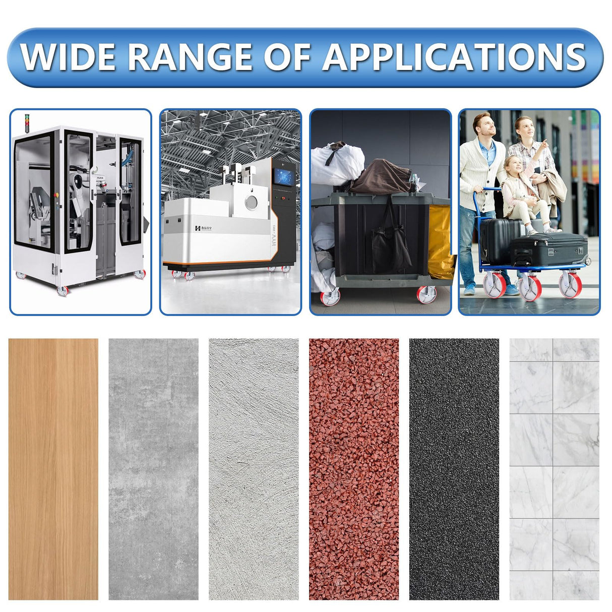 Nefish 8 Inch Industrial Casters Set of 4, Heavy Duty Casters with Brake 6000 Lbs, No Noise Polyurethane Wheel on Steel Hub, Swivel Plate Caster Wheels for Toolbox Workbench (4 Swivel & Brakes) Nefish