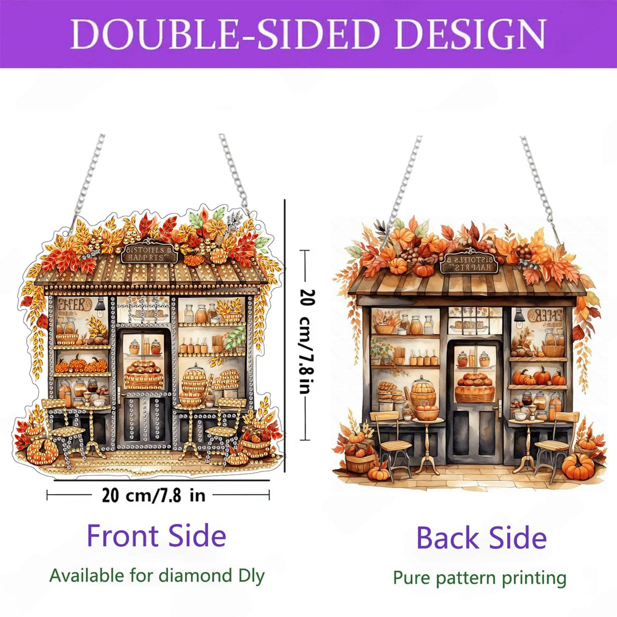 Decor for Home Diamonds Art kit Hanging Decorations, 3 Pack Christmas House Suncatchers Diamonds Painting Kit for Adult Gift Fall DIY 5D Diamonds Dots Special Crystal Diamond Halloween 7.8x7.8 inch Fairyland JinWenn