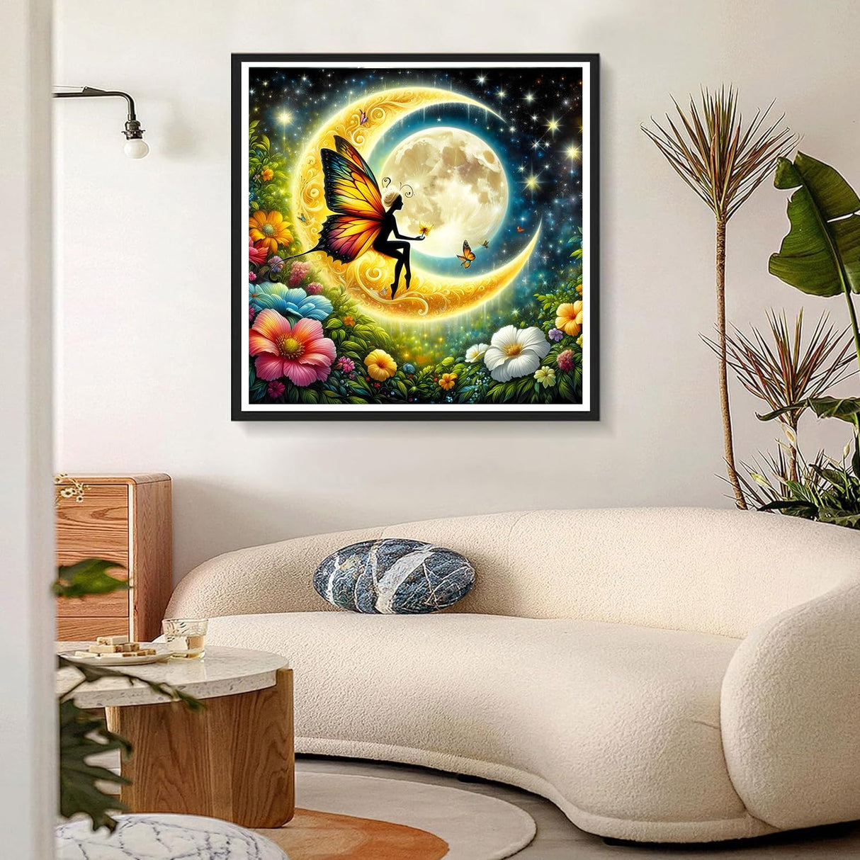 GDYEEH DIY 5D Butterfly Fairy Diamond Art Kits, Round Full Drill Sparkling Moon Diamond Painting Picture, Dreamland Diamond Painting Art Kits Craft for Adults Beginners, Home Wall Decor 12x12 inch GDYEEH