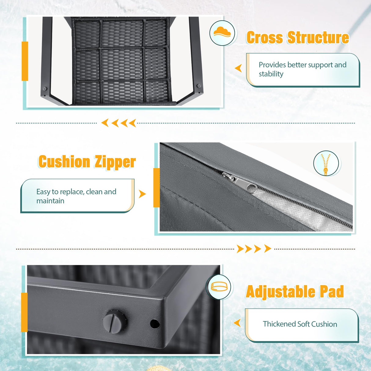 Flamaker 3 Pieces Patio Set Outdoor Wicker Furniture Modern Bistro Rattan Chair Conversation Sets with Coffee Table for Yard (Grey) Flamaker