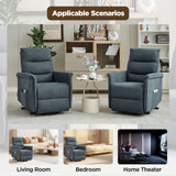 MANBUR Power Lift Recliner with Vibration and Lumbar Heat, Electric Power Lift Chair Recliner Chair, Home Theater Seating RV Recliner Living Room Chair with Side Pockets, LED Light, USB Port(Blue) MANBUR