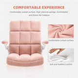 SEATZONE Home Office Chair Ergonomic Executive Desk Chair Comfortable Computer Chair with Flip-up Arms,Faux Fur Chair with Lumbar Support,Pink SEATZONE