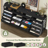 busyaeh 65 Inch Tv Stand with 12 Drawers for 55 65 70 in Tv Stands with Led Lights & Charging Station, 63" Dresser Tv Stand with Open Shelves & 6 Metal Hooks for Bedroom Living Black busyaeh