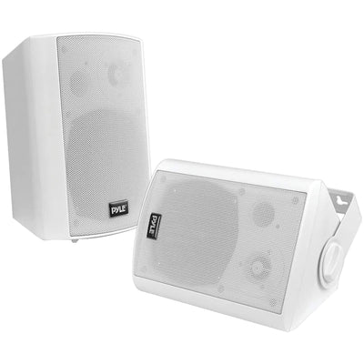 Pyle 6.5 Inch Wall Mount Waterproof Speaker System for Indoor or Outdoor Wireless Bluetooth Surround Sound System, White (2 Pack)