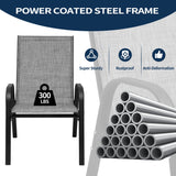 PIZZELLO Patio Chairs Set of 8 - Outdoor Stackable Dining Chairs for All Weather - Lightweight Textilene Outdoor Chair Sets with Armrests - 300Lbs Capacity - for Backyard Garden Porch Poolside (Grey) PIZZELLO