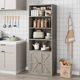 CABIHOME Farmhouse Bookcase with Doors 71.4in Tall Bookshelf 11.8in Depth Display Storage Shelves Industrial Bookcases Wooden 6 Shelf Bookshelves for Bedroom, Living Room, Home Office CABIHOME