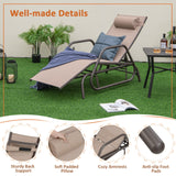 Tangkula Outdoor Glider Recliner Chair, Adjustable Backrest Patio Gliding Lounger with Armrests and Pillow, Outdoor Swinging Rocking Chair w/Breathable Fabric for Poolside, Backyard (1, Brown) Tangkula