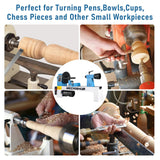 Mini Benchtop Wood Lathe, 8" x 12" Small Wood Lathe Machine 1/3 HP Infinitely Variable Speed 750-3200 RPM with Wood Turning Lathe Tools Kits Professional for DIY Woodworking MECHINHUB