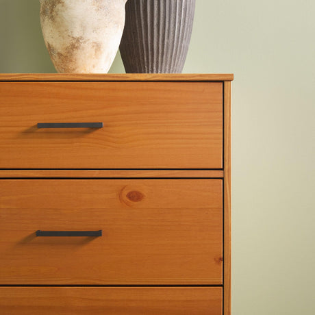 Walker Edison Modern 6-Drawer Dresser Bedroom Storage Organizer, 52 inch, Caramel Handle Walker Edison