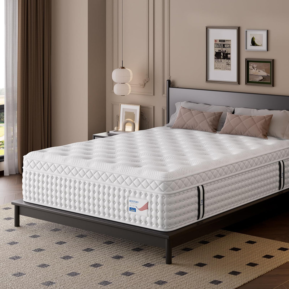 BedStory Firm Queen Size Mattress 14 Inch, Luxury Hybrid Mattress in a Box for Zoned Pressure and Pain Relief, Signature Collection Deep Sleep Mattresses, Forever Warranty,365 Nights Trial BedStory