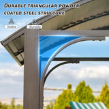 Domi Hardtop Grill Gazebo 8x5FT, Outdoor BBQ Gazebo with Galvanized Steel Double Roof, Permanent Sun Shade Grill Canopy Shelter with 2 Side Shelves and Ceiling Hook for Patio Yard Garden (Brown) domi outdoor living