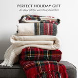 EVERGRACE Stewart Christmas Plaid Chenille Throw Blanket for Couch, Super Soft Cozy Tartan Checkered Throw Blanket with Tassels, Lightweight Plush Chenille Knit Throw for Christmas Decor, 50”x60” EVERGRACE