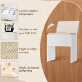 Greenvelly Farmhouse Vanity with Lights Desk and Chair,White Vanity Desk with Mirror and Lights,3 Lighting Modes,Dressing Table with Drawers,Vanity Table Set for Women,Girls Greenvelly