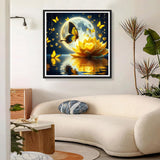 QINRUBB DIY Moon Diamond Painting Kits, Full Drill Butterfly Diamond Art Painting Kits for Adults Beginners, DIY 5D Lotus Painting by Numbers Fantasy Diamond Art Kits for Home Decor 12x12inch QINRUBB