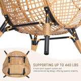 RADIATA Egg Chair with Footrest, Wicker Patio Lounger with Ottoman, Oversized Rattan Egg Shaped Chair with Leg for Indoor Outdoor Patio Balcony Garden (Nature) RADIATA