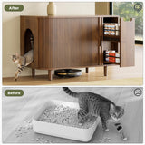 IRONCK Cat Litter Box Enclosure with Sliding Tambour Door, Wooden Litter Box Enclosure Furniture with 2-Layer Drawer, Hidden Cat House, Side End Table for Living Room, Brown IRONCK