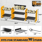 WIWIDRM Upgrade Large Power Tool Organizer Wall Mount with Charging Station Tool Storage Rack with 6.5FT Power Strip 10 Drill Holder and Storage Rack for Garage Organization WIWIDRM