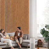 Taaizau 3D Slat Acoustic Wall Panels with Wood Finish Accent, 2 Pack Sound Absorbing Paneling for Studio, Office, Living Room, Bedroom Interior Decor (Natural Walnut, 48''L x 24''W) Taaizau