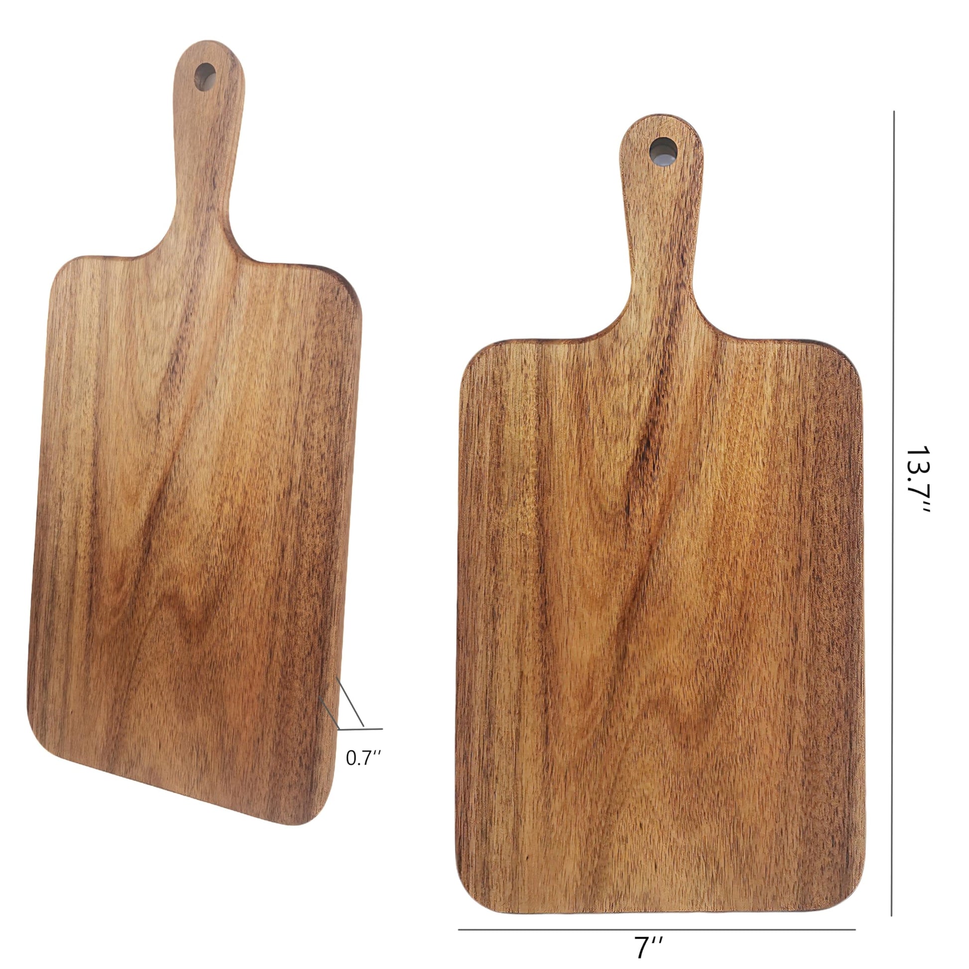 ZeQi Acacia Wood Cutting Board with Handle 13.7''X7'' / Charcuterie Board/Serving Board/Cheese, Bread, Vegetables & Fruits Serving Board (Rectangular) - WoodArtSupply